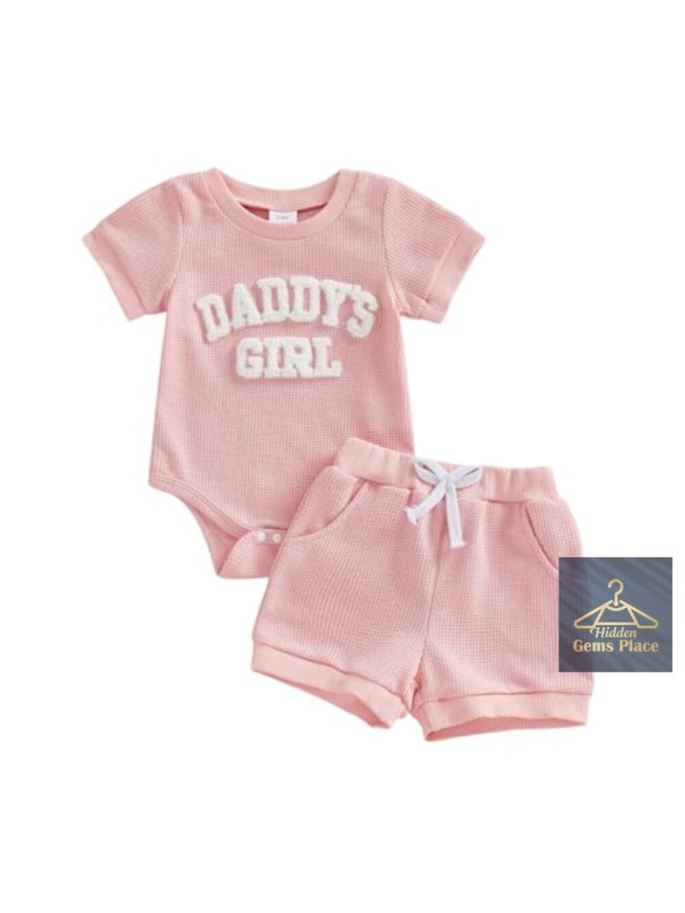 Baby Girl Cotton Blend Romper with Shorts Set Summer Outfit Letter Embroidery